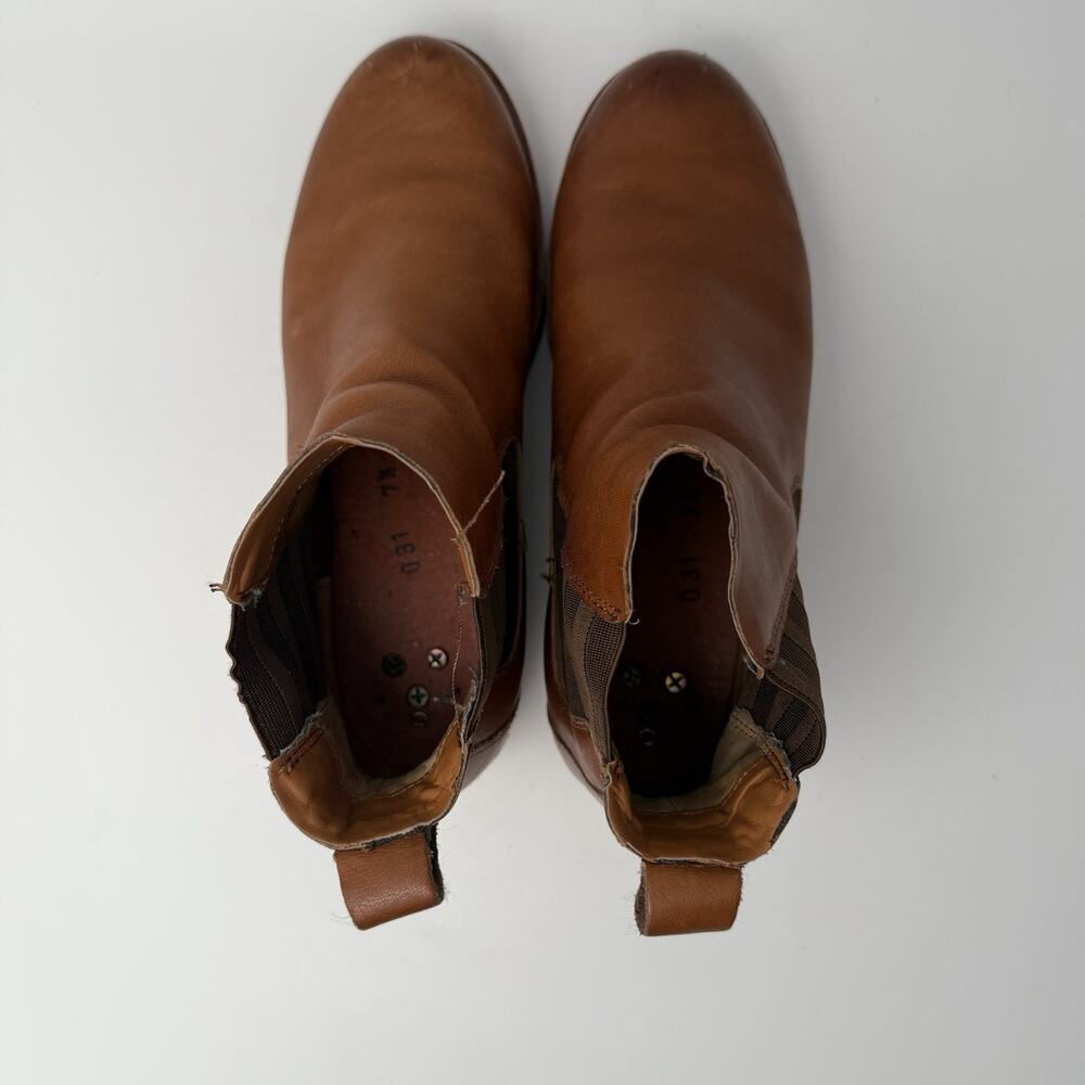 Kork-Ease Bristol Stacked Heel Boots Brown Leather Size 7.5 Pull On Tab - Picture 8 of 9